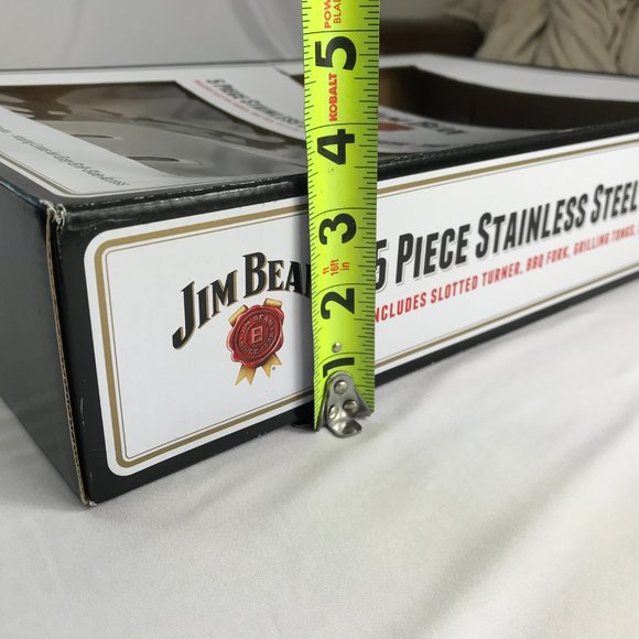 New NWT in Box JIM BEAM 5 Piece Stainless Steel Barbecue BBQ Tool Set.  Spatula - Picture 5 of 13
